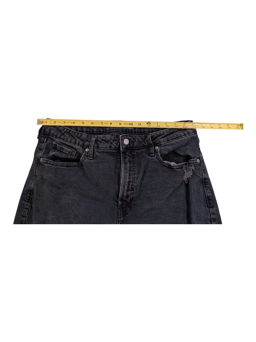 Old Navy Black Straight-Leg Jeans with Distressed Knee - Picture 7 of 8